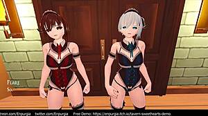 3D animated hentai with cartoonish monster twins in action