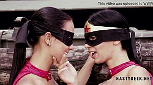 A beautiful brunette gets a rough ride from a strap-on wearing sexual genius outdoors