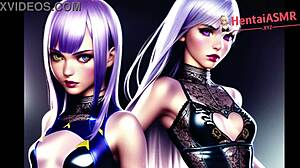 Two naughty hentai characters moan and make asmr sounds while they pleasure themselves