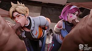 Cartoon porn with Tracer from Overwatch 2