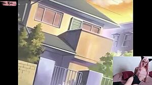 Nini watches Bible Black hentai first time. Skinny teen reacts to wild masturbation scenes.