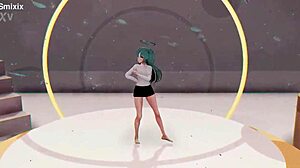 Blue-haired teen Yuuka's sexy undressing