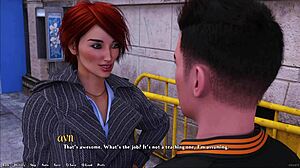 Redhead girlfriend gets ready for date night with 3D game