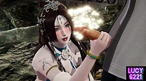 Just met this Chinese-style netizen with big 3D tits outdoors