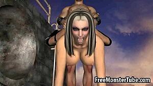 Busty 3D cartoon blonde babe pounded hard in high 2