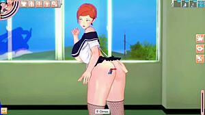 Уен 10 в униформа с голям гъз и огромни цици.