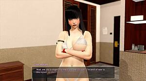 3D animated video of a brunette with an angelic face and large breasts having sex