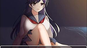 Big-chested anime babe gets creampied in hot Jk game