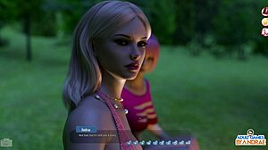 Helping out the hot girls by the campfire in a cartoon porn video