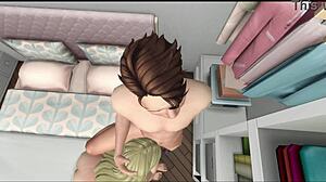 A petite blonde with an hourglass shape gets a creampie and gives a blowjob with anal sex