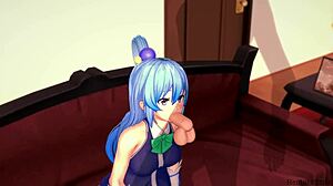 Aqua from KonoSuba gets a lot of action in the living room