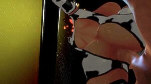 Caged anime milk girl gets rough