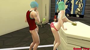 Bulma's wild anime double penetration