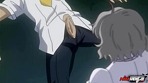 Beautiful Asian woman with big natural tits gets two cocks to suck on in this uncensored hentai