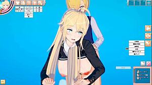 3D animated blonde schoolgirl massage
