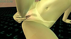 beautiful big breasted girl fingering her pussy in 3d animation