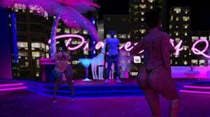 Exhibitionist in Microbikini Flashing Curvy Big Tits While Dancing