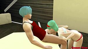 Bulma's wild anime double penetration