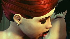 3D animated redhead shemale and brunette get it on