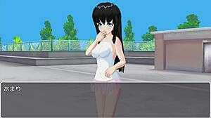Hentai anime featuring a tennis lesson in a game-like format with an SM/CFNM twist