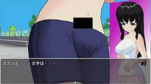 Hentai anime featuring a tennis lesson in a game-like format with an SM/CFNM twist
