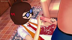 Velma sits on big cock
