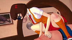 Velma sits on big cock
