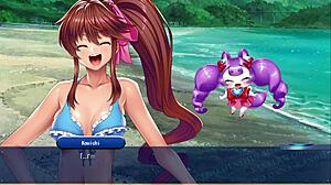 Heroine of the visual novel Seigi no henshin in action, part 6 with English subtitles
