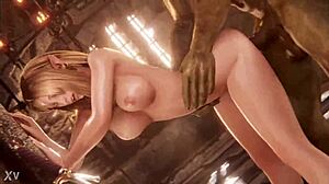 ugh, elf gettin smashed by orcs in 3d nagoonimation