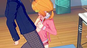 A hentai girl who cannot get enough of sucking a cock
