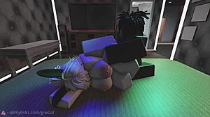 Cartoon bunny bounces on cock