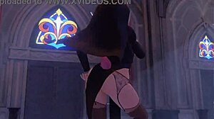 Animated strip show with a nun theme from Blackpink's 'How you like that' music video