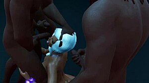3 BBCs in one cartoon: 19-year-old blonde gets her mouth filled up