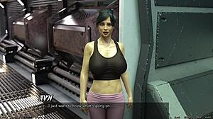 stranded in space 93 - steamy kissing session with huge boobs brunette milf