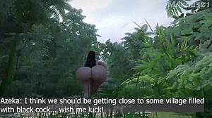busty slut takes big black cock deep in jungle 3d scene