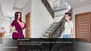 Beautiful woman with large breast in white lingerie in cartoon porn
