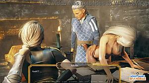 Big breasted women dominate in this group sex scene from Sex of Thrones