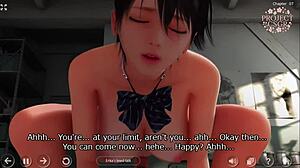 Beautiful Japanese woman with big breasts has sex with a man