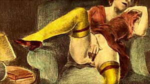 レトロアニメスタイルのヴィンテージエロティックドローイング