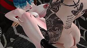Enjoying a solo pleasure while pleasuring a big-chested woman