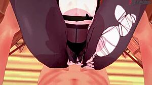 Sunako Nakahara, office girl, asks, Wanna fuck after nomikai? in 3D fantasy.