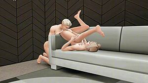 Muscular athletes engage in sex in a bar