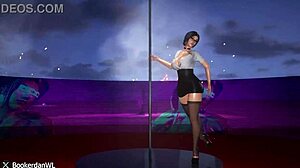 3D Hentai Pole Dance in Desert with Wet Miniskirt