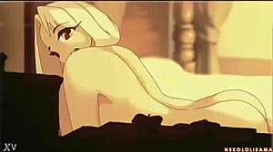 Хентай сцена с похотливыми героями в дикой ебле.