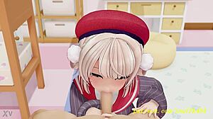 3D animated blowjob with Manga and Anime themed Vtuber
