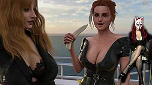 Steps of Debauchery 56 unfolds with naughty college games on a luxurious yacht. Costumes and stockings heat up the party!