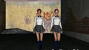 فتاة ليزبيان حمراء شعر 3دي تأكل كسها في أكشن هاردكور