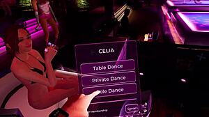 Cartoon-style pole dance in a virtual reality world