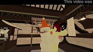 demon whore gets stuffed hard in roblox anal play