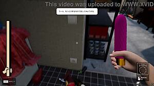 Beautiful anime mom stuck in the washing machine